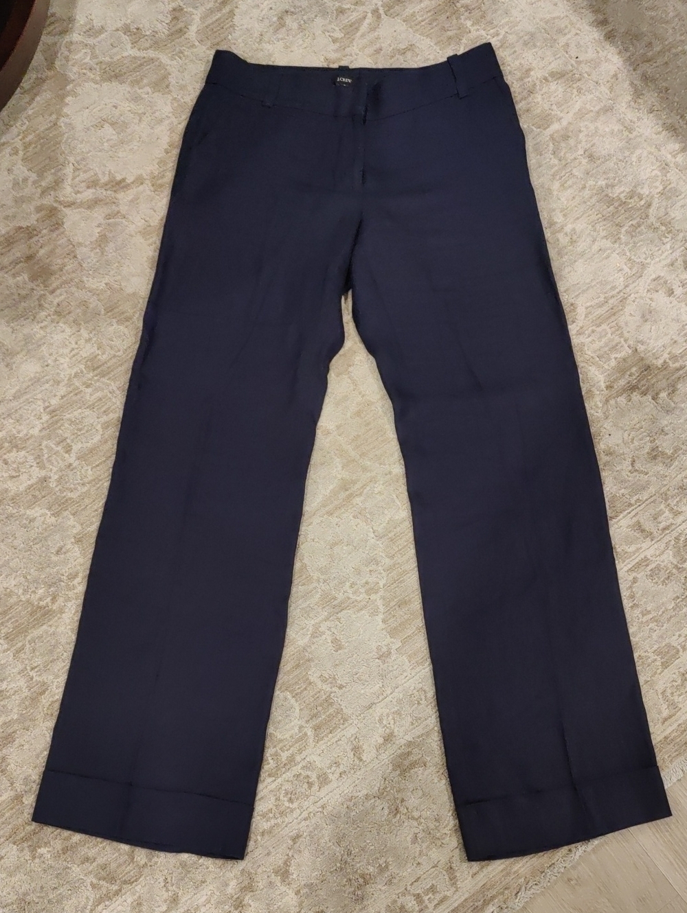 J Crew Pants Womens Linen Cafe Trouser Cuffed Wide Leg Zip Preppy Y2K Retro Core
